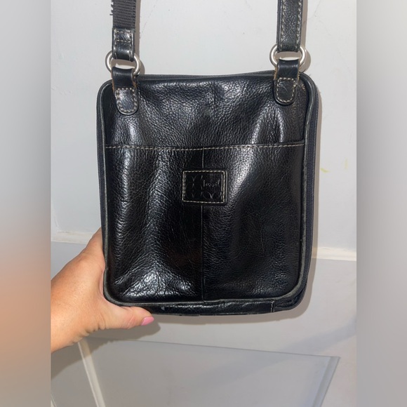 FOSSIL Early Vintage Small Black Leather Shoulder Crossbody Organizer Bag - Picture 11 of 11